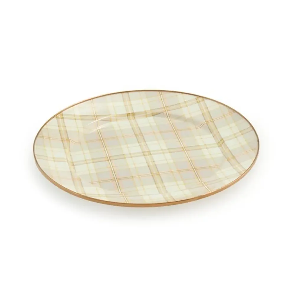 4pk MacKenzie-Childs Tartan Latte 12in Chargers NEW